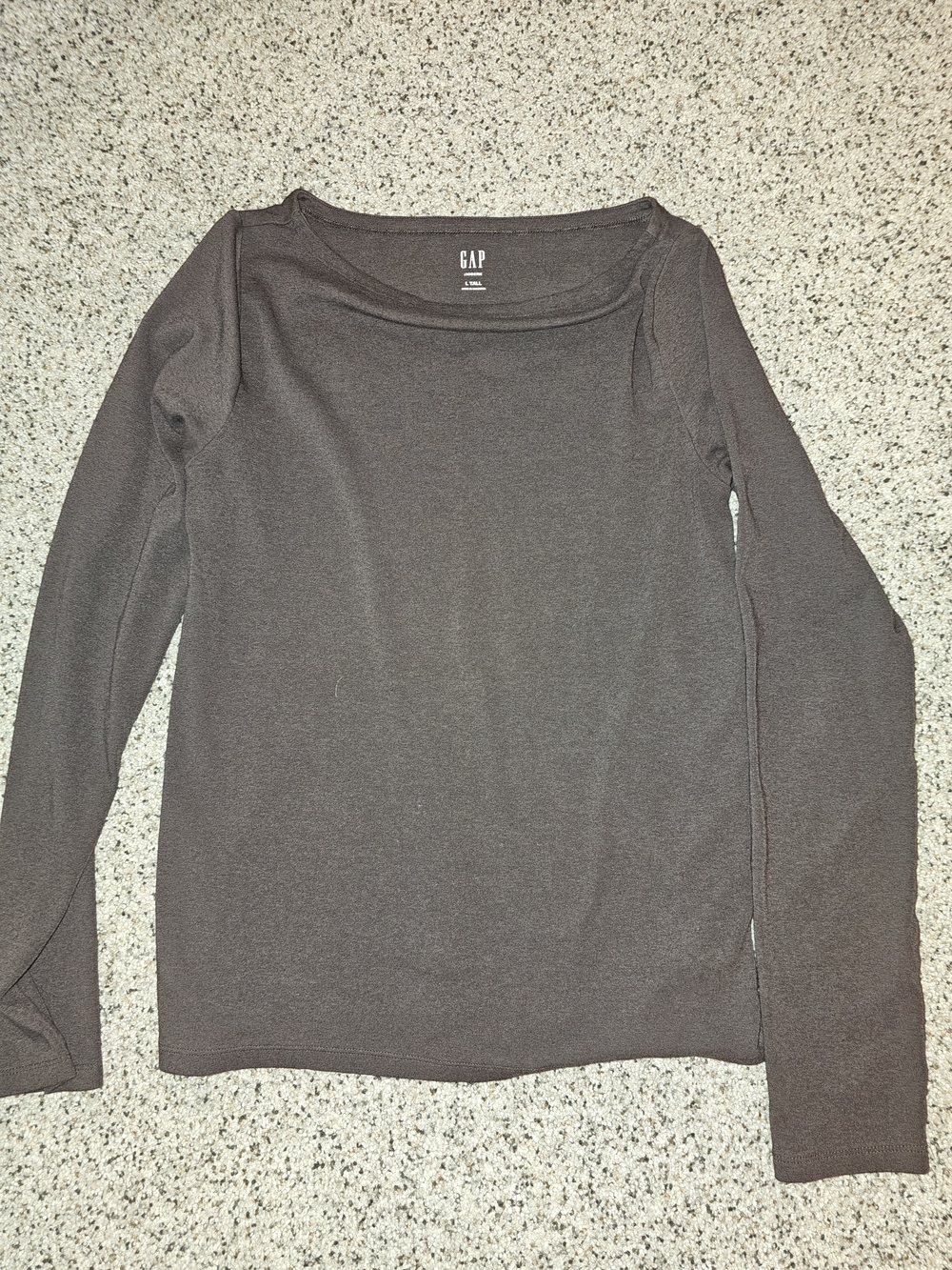 GAP Long-Sleeve Crewneck Top in Brown
